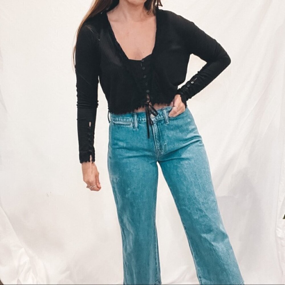 Free people onyx Black boxy crop Top M